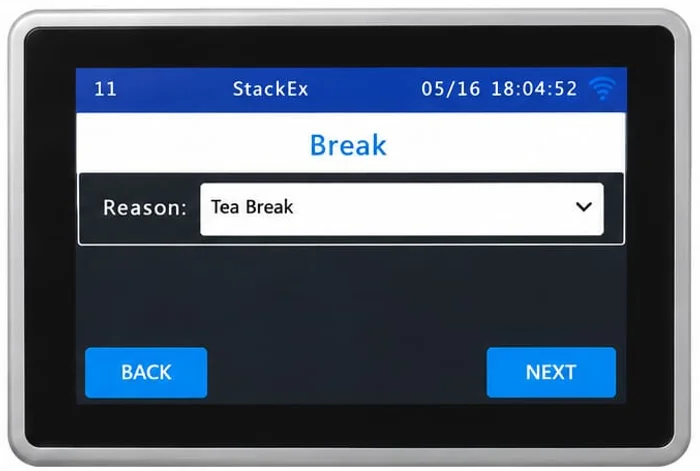 Break reason selection screen