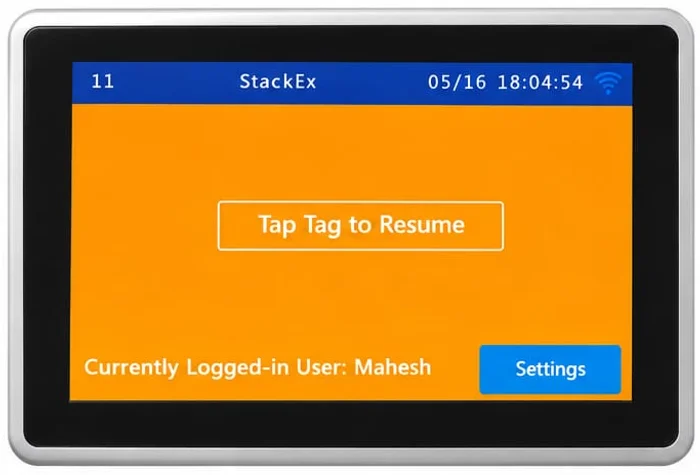 Tap tag to resume screen